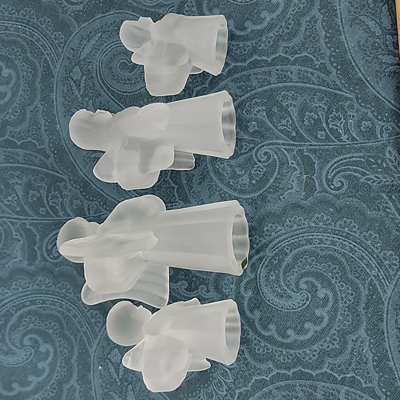 Christmas 4 Frosted Glass Musician Angel Candleholders - Picture 8 of 11